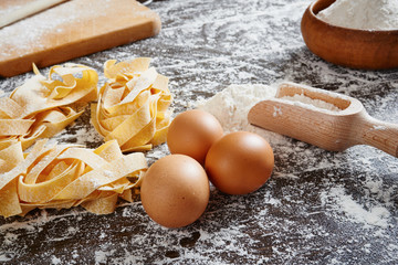 Fresh pasta, flour and egg