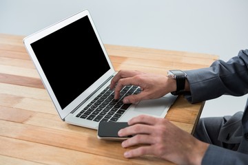 Businessman using laptop