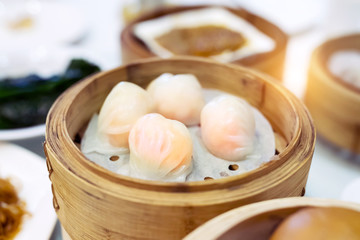 Fototapeta na wymiar Shrimp dumplings, popular Dim Sum in china