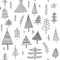 decorated christmas trees seamless pattern