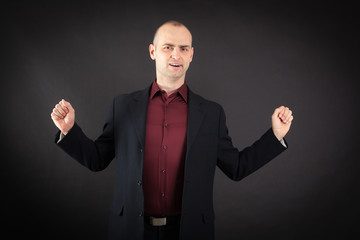 Handsome Man doing different expressions in different sets of clothes: wake up