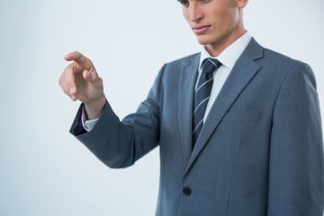 Businessman making hand gesture