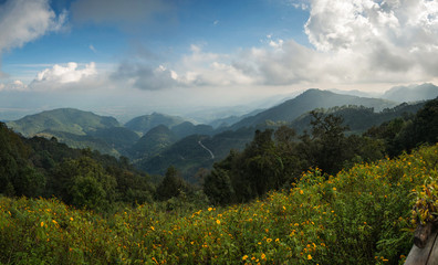Fototapeta premium View of moutain in the north of Thailand. Doi Angkhang, Chiangmai,Thailand. 