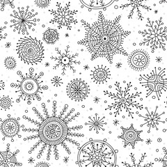 snowflakes ethnicl style mix seamless pattern