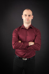 Handsome Man doing different expressions in different sets of clothes: arms crossed