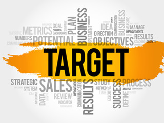 Obraz premium Target word cloud, business concept