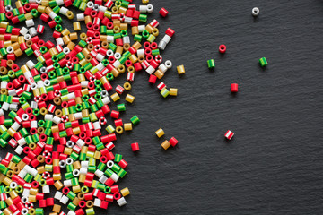 Handmade Beaded Ornaments Kids Can Make. Holiday card.