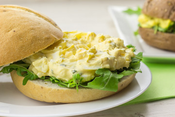 Light bread with egg and chive salad