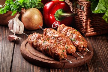 Raw traditional sish kebab