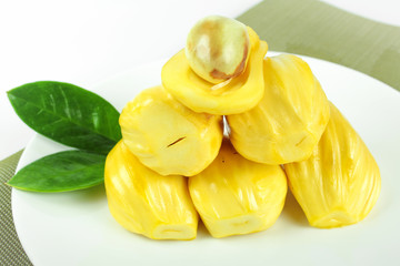 jackfruit and seed isolated on white background