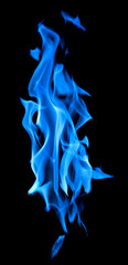 blue flame column isolated on black