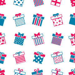 Vector gift boxes seamless pattern