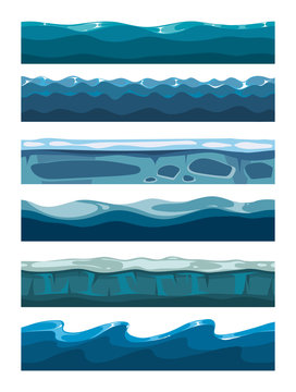 Set of sea backgrounds for mobile games apps
