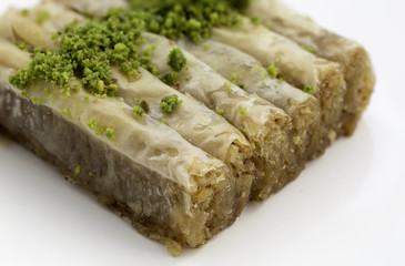 Traditional Turkish/Arabic dessert, baklava with pistachio