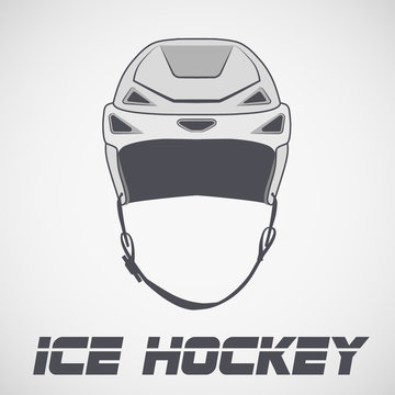 Ice Hockey Helmet sketch style. Sports Vector Illustration isolated on background.