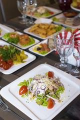 Healthy Green Organic Caesar Salad with Cheese and Croutons