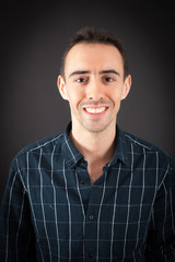 Handsome man doing different expressions in different sets of clothes: love