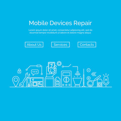 Mobile phone repair concept in modern linear style.
