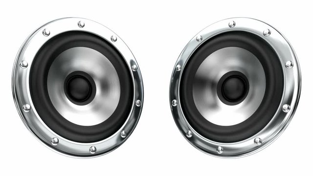 Loudspeakers 3D looping animation with alpha mask