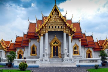 Naklejka premium Marmortempel in Bangkok Thailand
