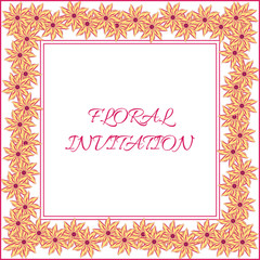 Invitation with floral background. Romantic vector illustration.