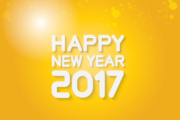 Happy new year 2017 on gold background, Paper art design vector illustration.
