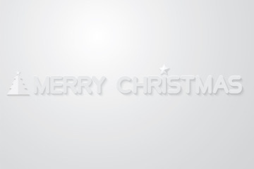 Text merry christmas on white backgrond ,Paper art design vector illustration