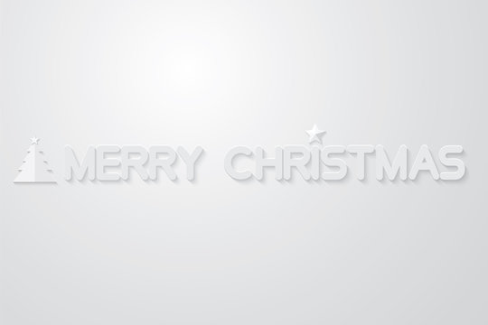 Text merry christmas on white backgrond ,Paper art design vector illustration