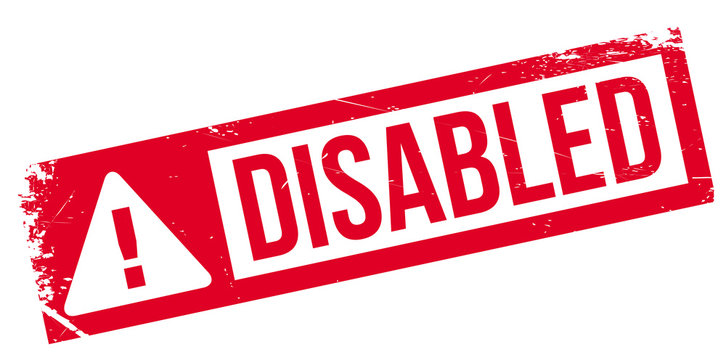 Disabled rubber stamp. Grunge design with dust scratches. Effects can be easily removed for a clean, crisp look. Color is easily changed.