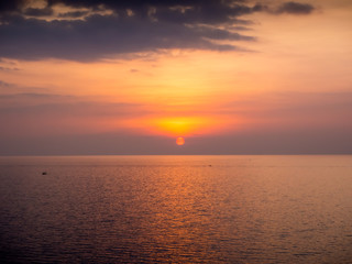 Fototapeta na wymiar Landscape view of sunset at the sea in Chantaburi, Thailand