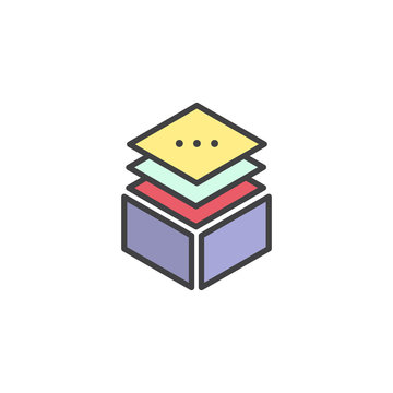 Vector Simple Icon Style Illustration Layered Stacks Showing Working Progress, Level Indicator Symbol Multi Platform