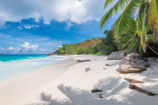 Tropical beach Anse Georgette on Praslin island, Seychelles 