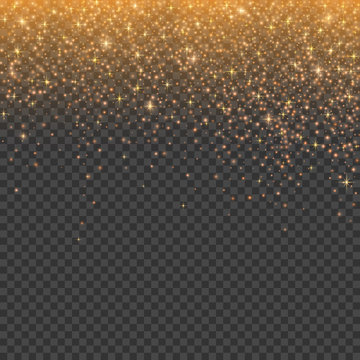 Gold glitter stardust christmas background. Vector illustration