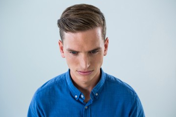 Fototapeta premium Close-up of man in blue shirt