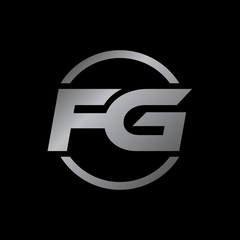 initial letter logo with circle silver color FG