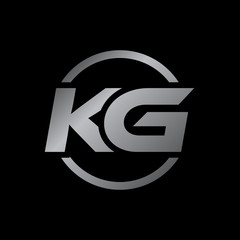 initial letter logo with circle silver color KG