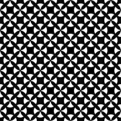 Vector monochrome seamless pattern. Simple black & white texture, illustration with smooth geometric figures in ancient style. Abstract dark repeat background. Design element for prints, textile, web