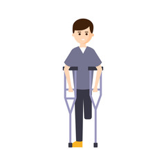 Fototapeta premium Physically Handicapped Person Living Full Happy Life With Disability Illustration With Smiling Man With Missing Leg