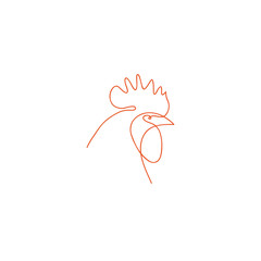 One line rooster design silhouette.Hand drawn minimalism style vector illustration