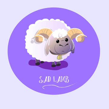 Sad Lamb On Isolated Background