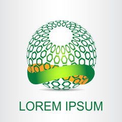 Logo stylized spherical surface with abstract shapes