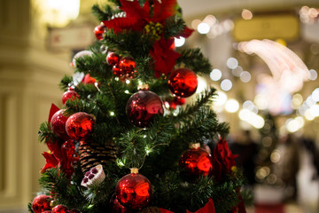 Fototapeta na wymiar Mall with Christmas tree decorated
