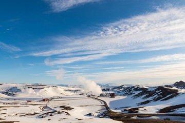 Geothermal lanscape during winter in Iceland