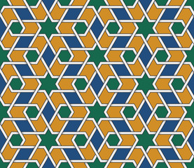 Seamless symmetrical abstract vector background in arabian style. Islamic traditional pattern.