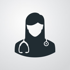 Icono plano silueta doctora en fondo degradado
