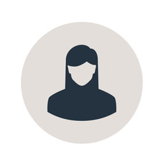 Icono plano silueta mujer en circulo gris