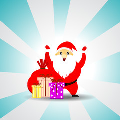 santa claus and christmas gifts background