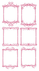 Pink Vintage Decorative Border Design Isolated Vector Background Clip Art Set 