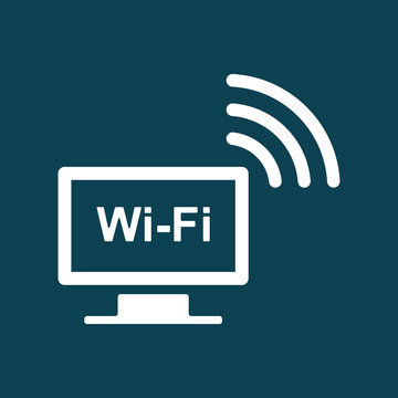 computer wi-fi icon on blue background