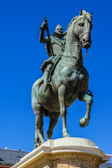 Statue of King Philips III (1616). Plaza Mayor in Madrid, Spain.